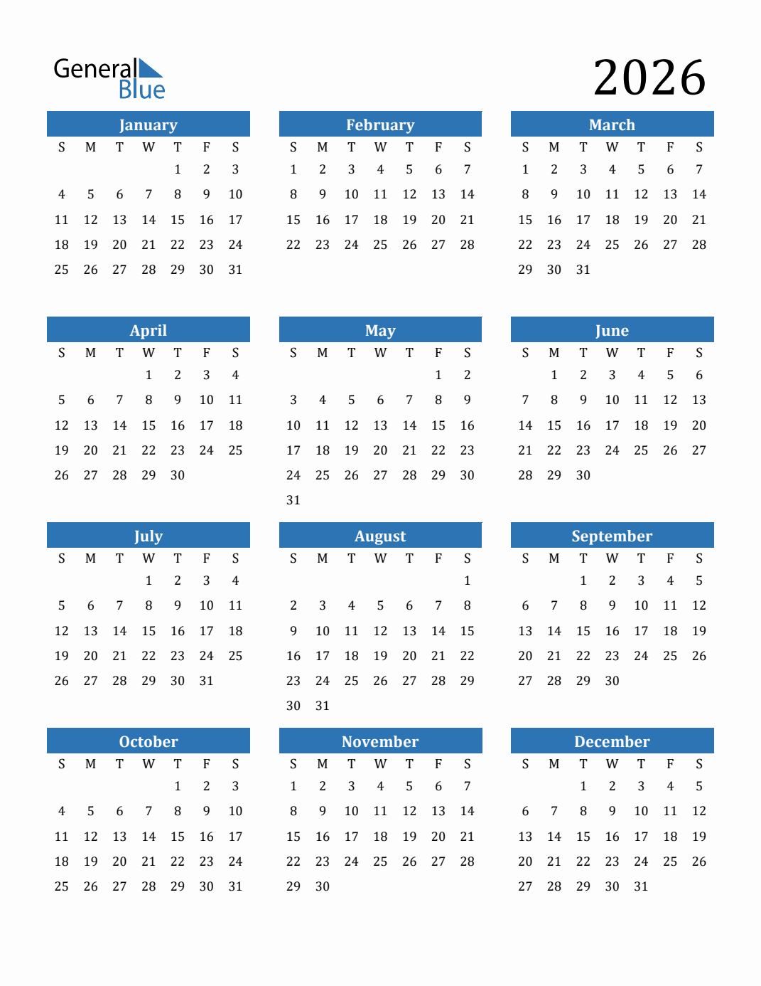 Free Printable Mini Calendars 2026