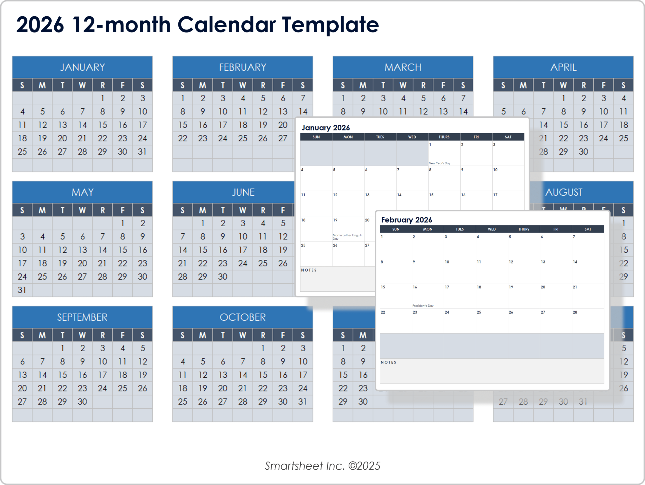 Free Blank Calendar Templates Smartsheet