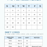 Free Employee Shift November 2026 Calendar Template To Edit Online