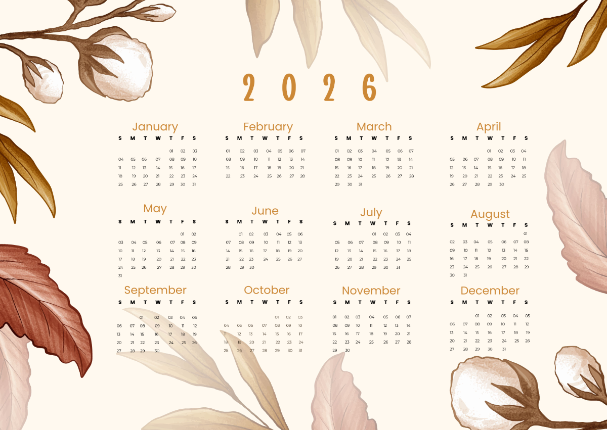 Free Landscape 2026 Calendar Template To Edit Online
