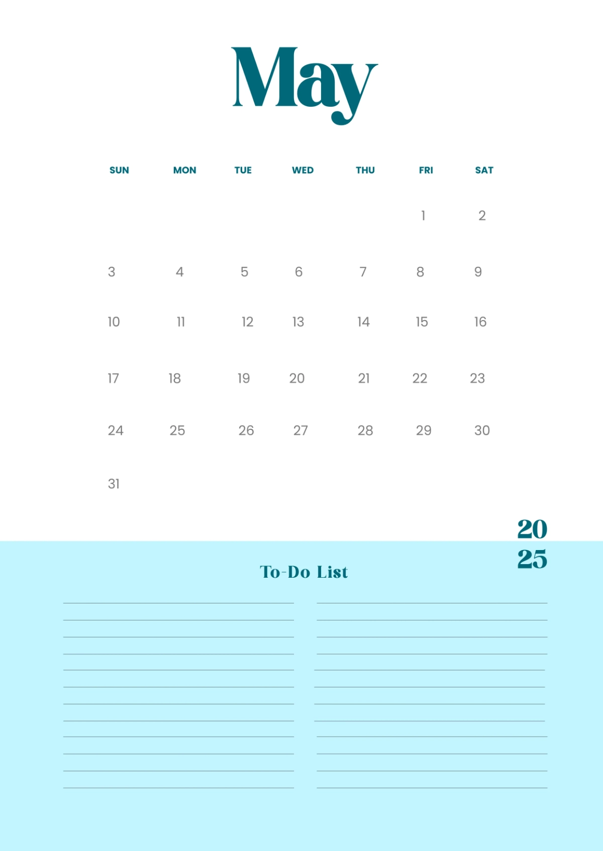 Free May 2026 Calendar With To Do List Template To Edit Online