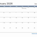 Free Monthly Calendar Template For January 2026 With Canada Holidays