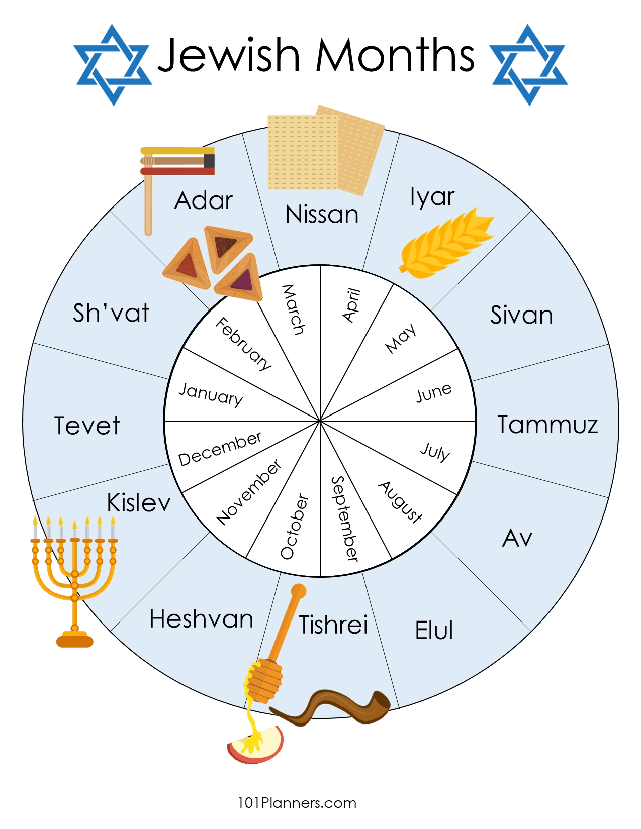 FREE Printable Jewish Calendar 2026 2027 2028 2029 2030