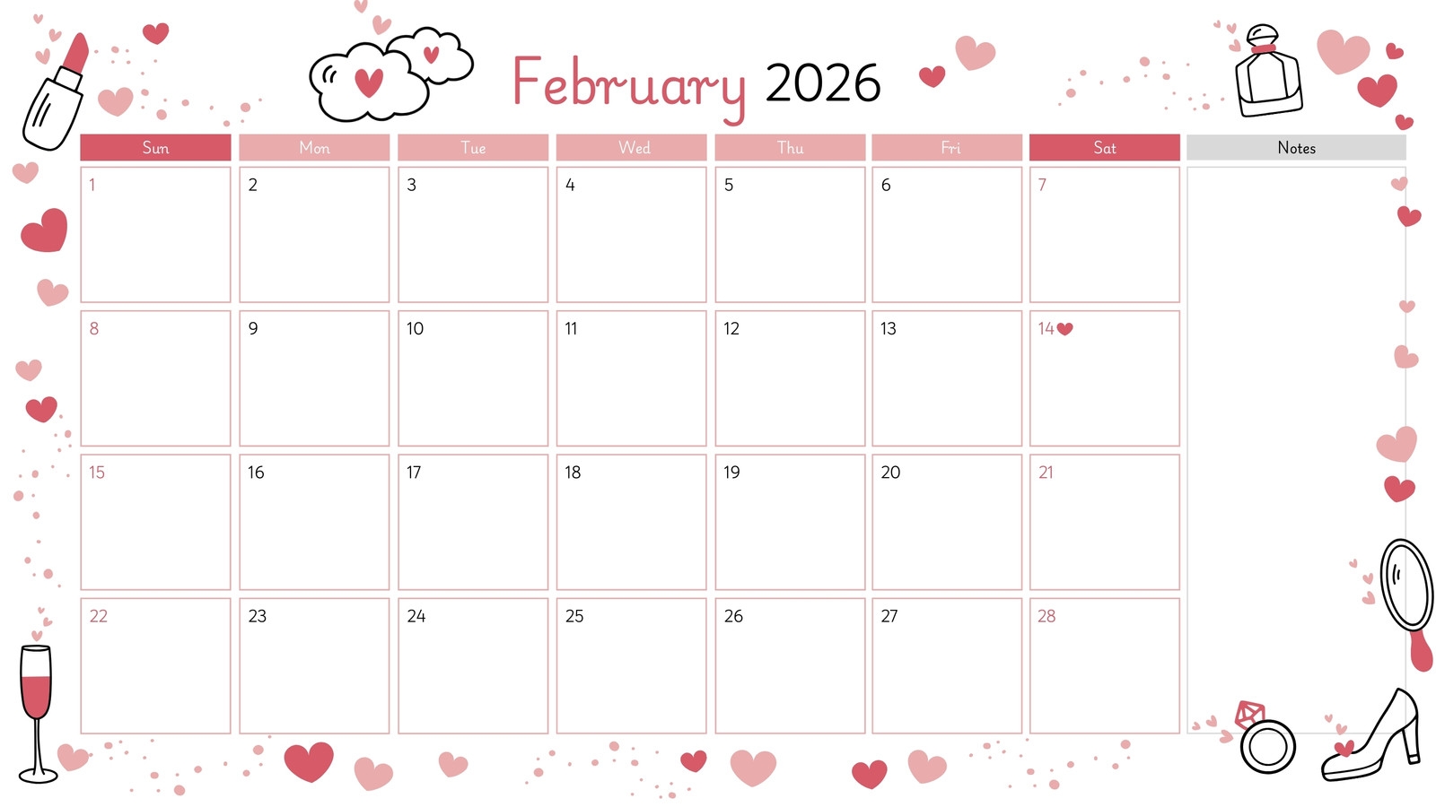 Calendar February 2026 Printable