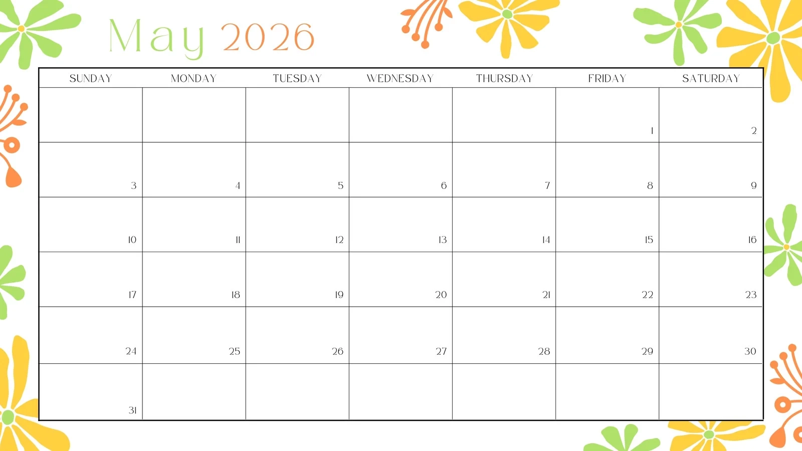 Free May 2026 Calendar Printable Free May 2026 Calendar Printable