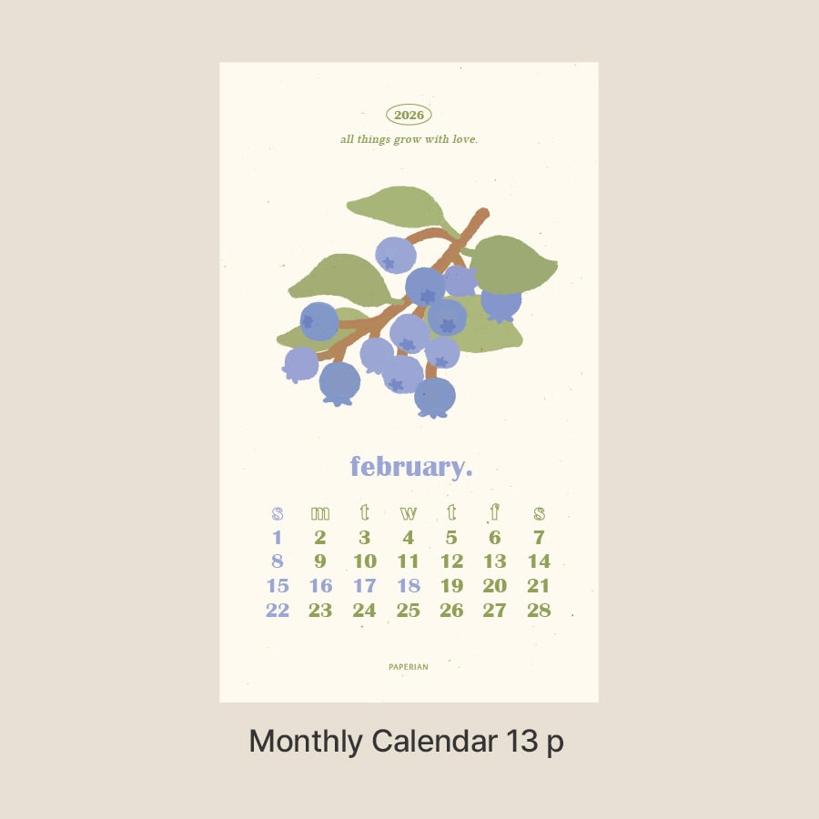Garden Calendar 2026 Mini Monthly Sheets PAPERIAN