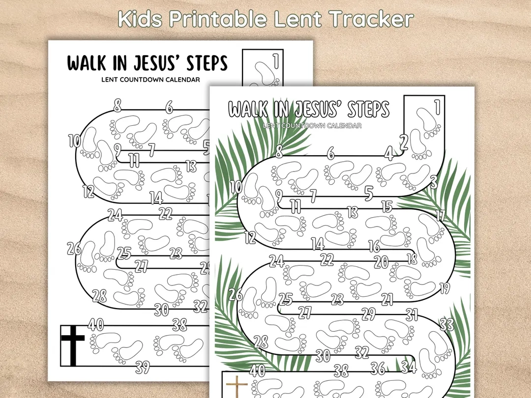 Kids 40 Days Of Lent Tracker 2026 Printable Countdown Calendar Christian Homeschool Sunday School Resource Family Easter Activity Etsy