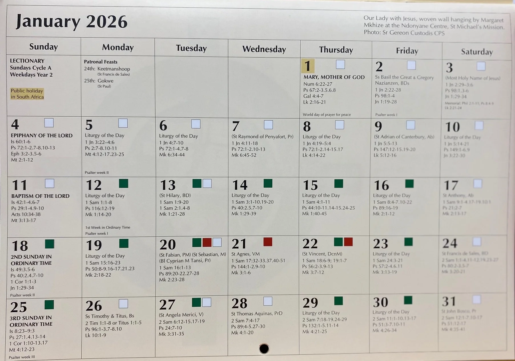 Liturgical Calendar 2026 Printable Pdf Free Download