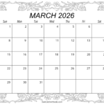 March 2026 Calendar Free Printable Free Printables Lettering SVG Files Tools Apps