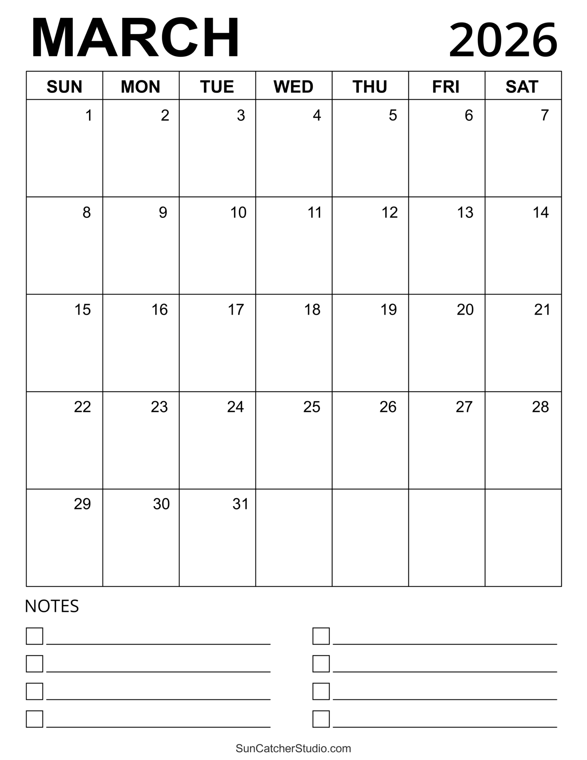 March 2026 Calendar Free Printable Free Printables Lettering SVG Files Tools Apps