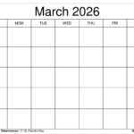 March 2026 Calendar Printable Templates More