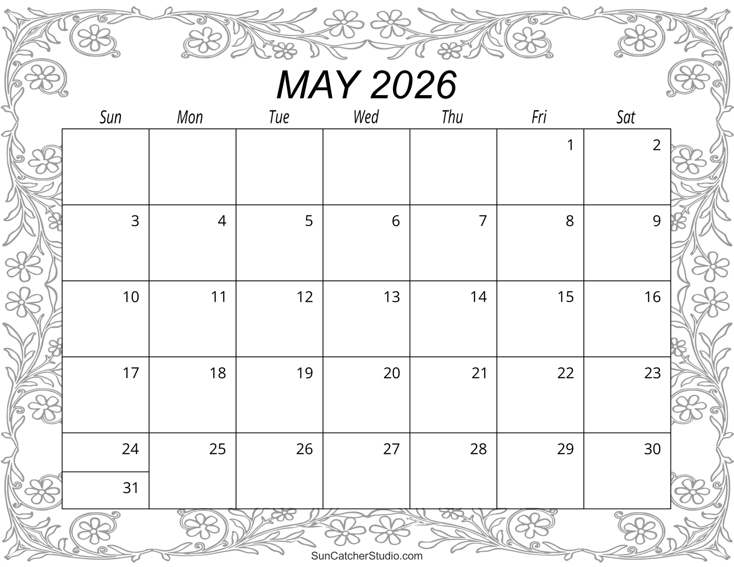 May 2026 Calendar Free Printable Free Printables Lettering SVG Files Tools Apps