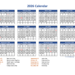 PDF Calendar 2026 With Federal Holidays WikiDates