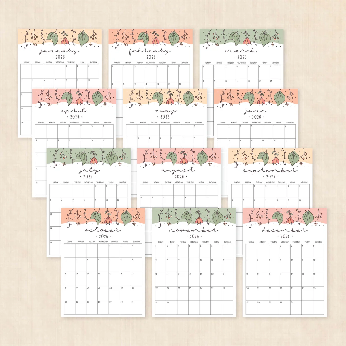 Printable 2026 Calendar Garden Gala Printable 2026 Calendar Garden Gala