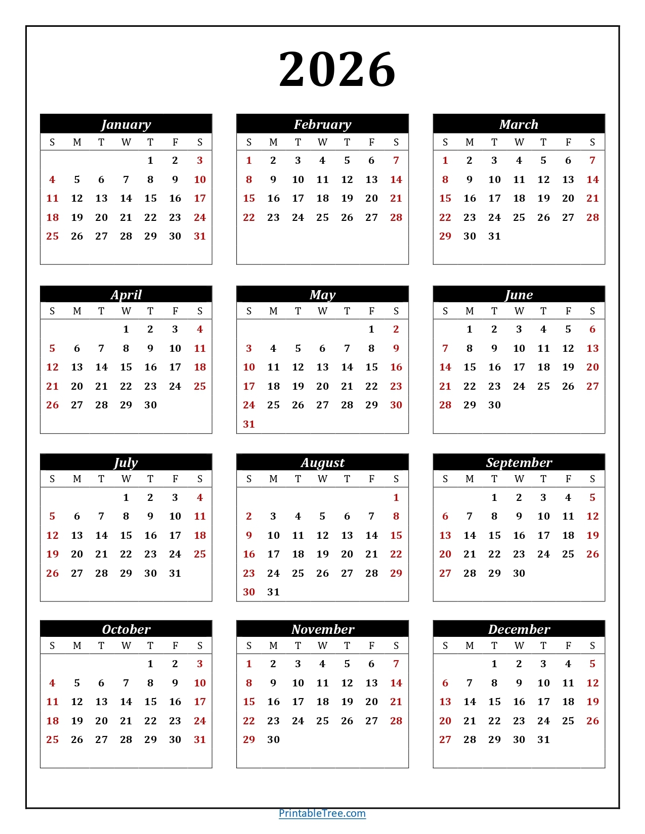 Calendar 2026 Uk Printable Free