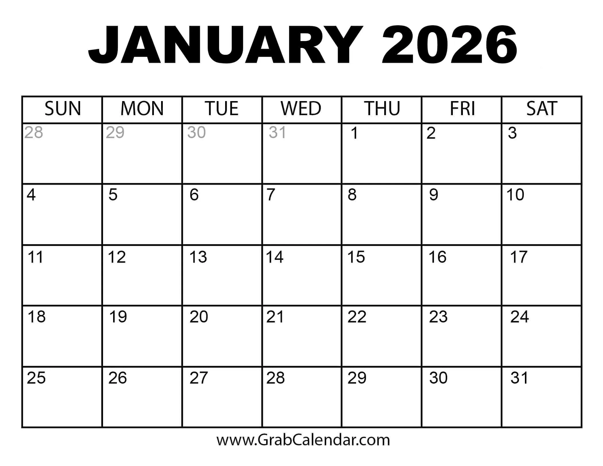 Find Free Printable Monthly Calendars 2026