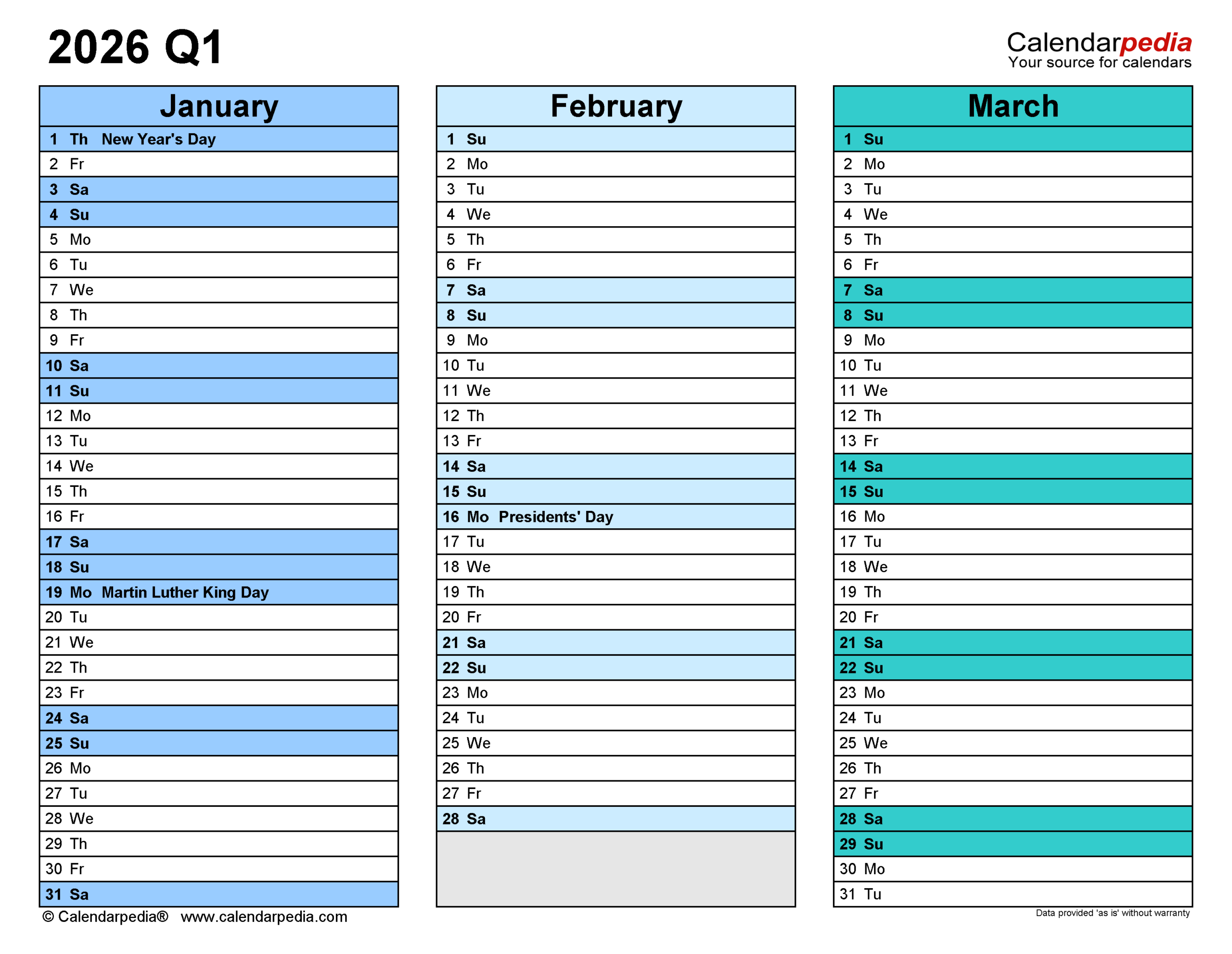 Quarterly Calendars 2026 Free Printable PDF Templates Quarterly Calendars 2026 Free Printable PDF Templates