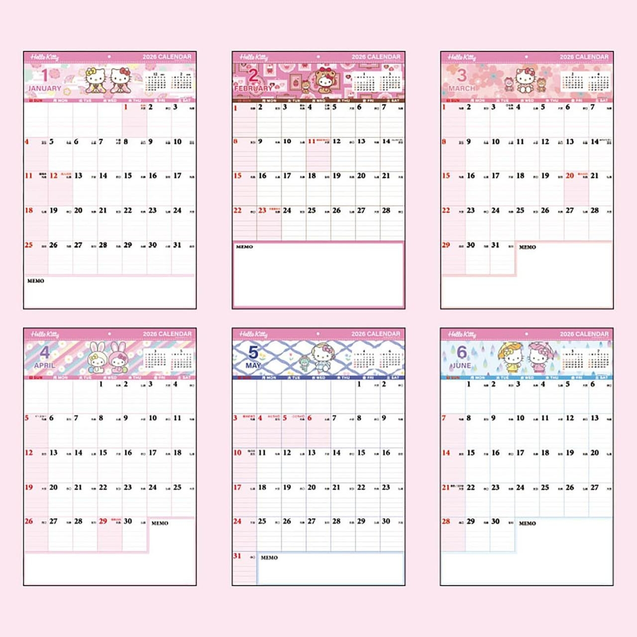 Sanrio Hello Kitty Writing Calendar 2026 Paper Wall Calendar Wall Hanging Calendar