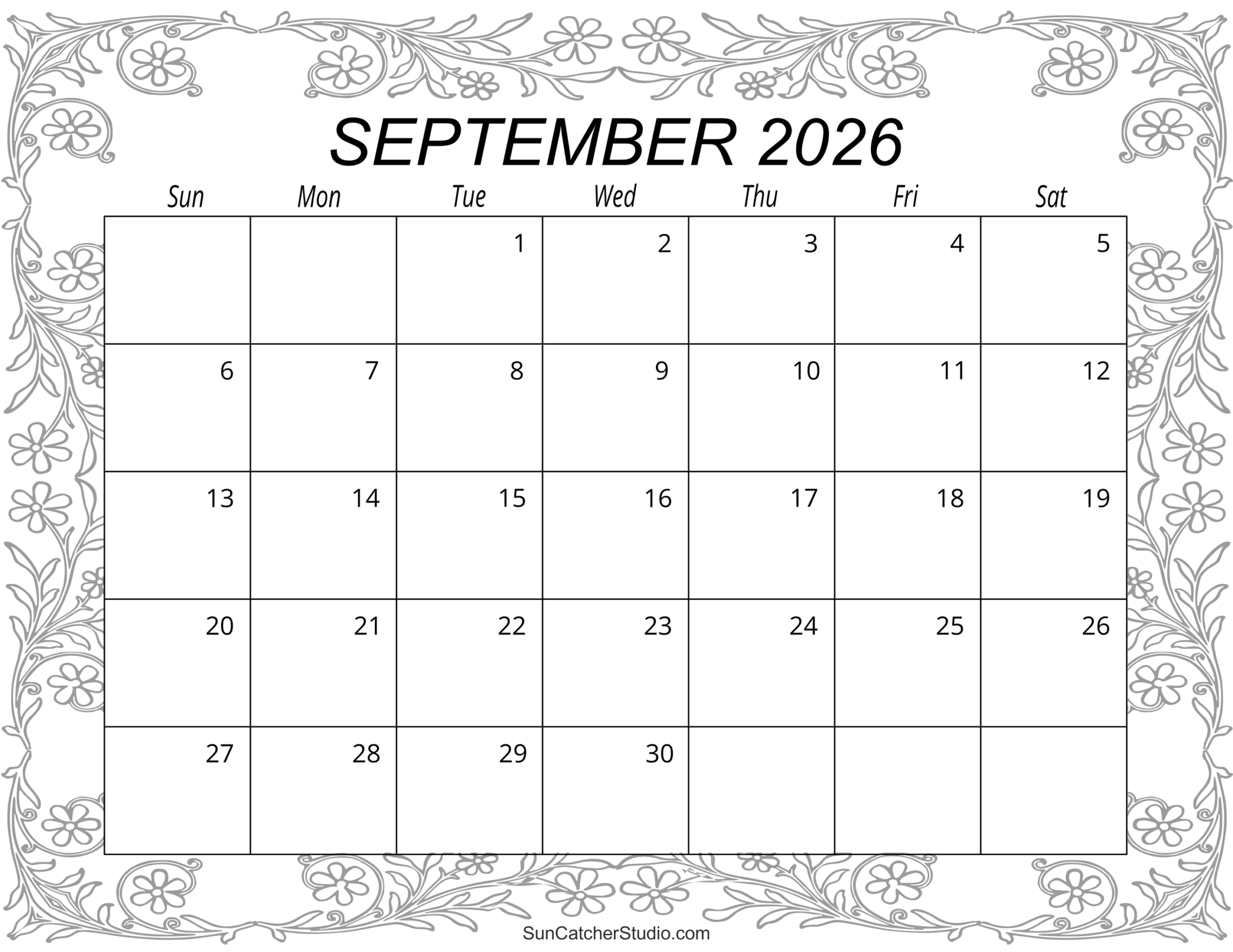 September 2026 Calendar With Holidays Printable Free