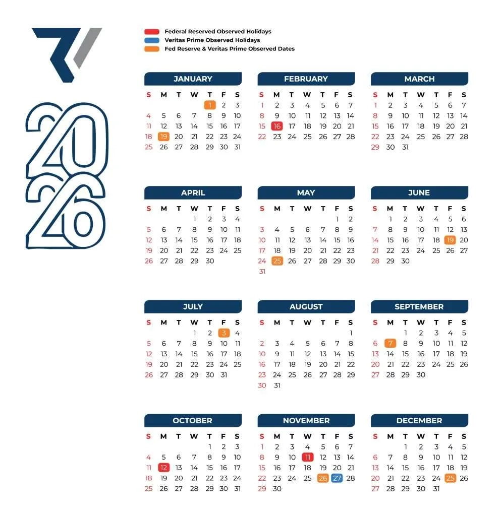 Veritas Prime Payroll Calendar 2025
