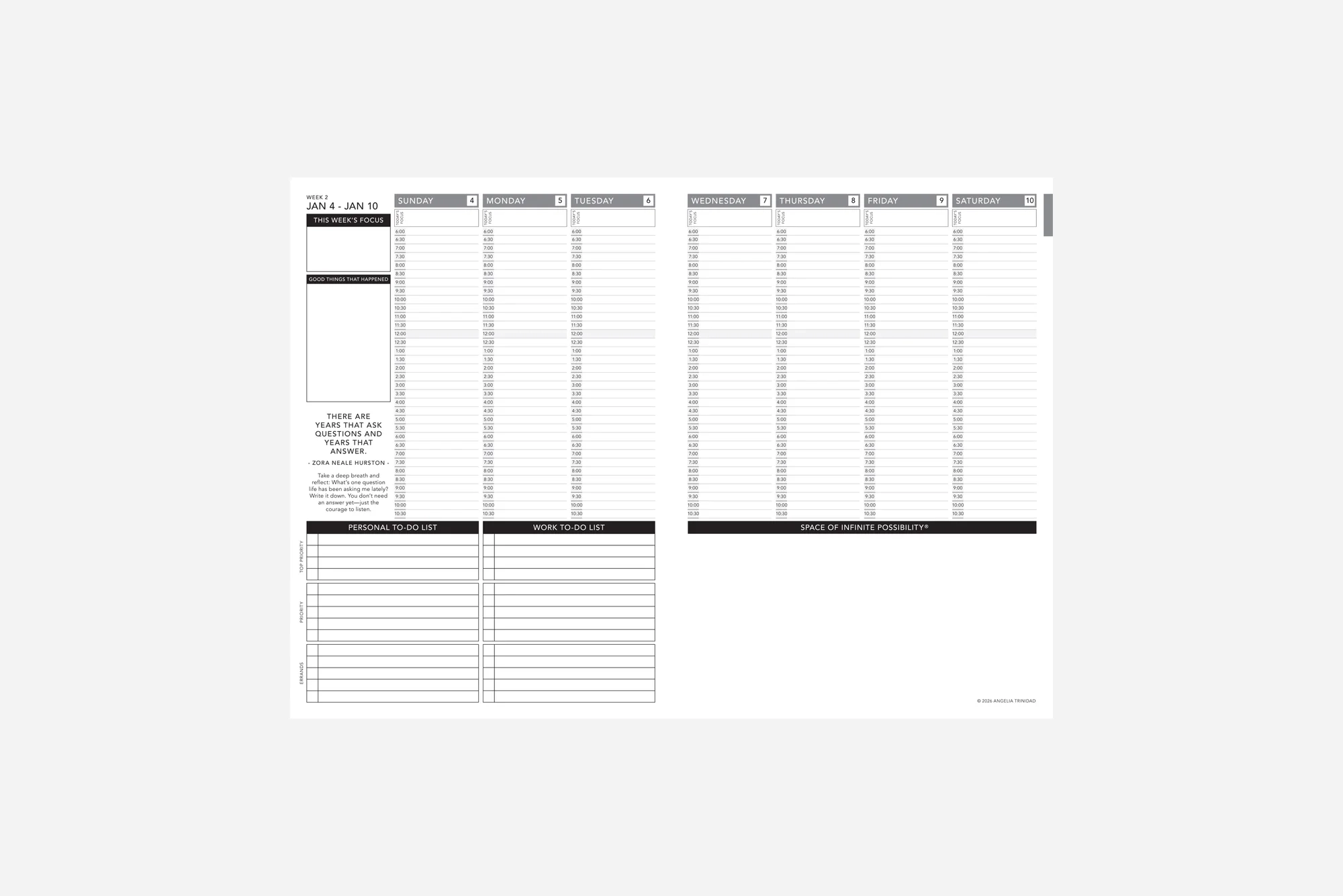 2026 Weekly Calendar Printable Pdf Free Download